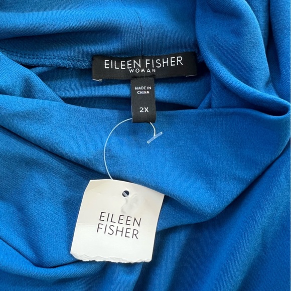 NWT Eileen Fisher Stretch Silk Jersey Turtleneck Top in Bright Blue, size 2X - Picture 5 of 6